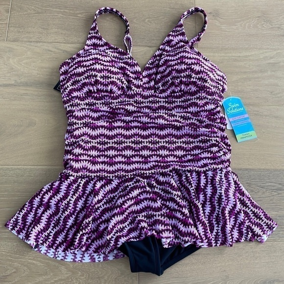 Nwt Swim Solutions Spring Play V-Neck Swimdress - Picture 4 of 9
